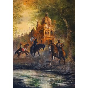 A. Q. Arif, 45 x 63 Inch, Oil on Canvas, Citysscape Painting, AC-AQ-378